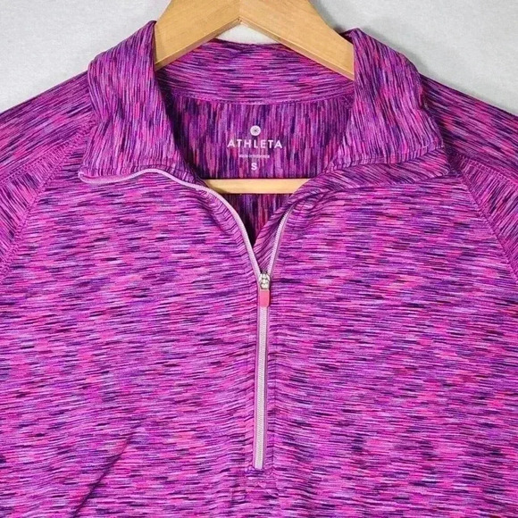 Athleta Women's Pullover Half-zip Small Pink Purple Poly Spandex LS Run Crossfit - Picture 2 of 16